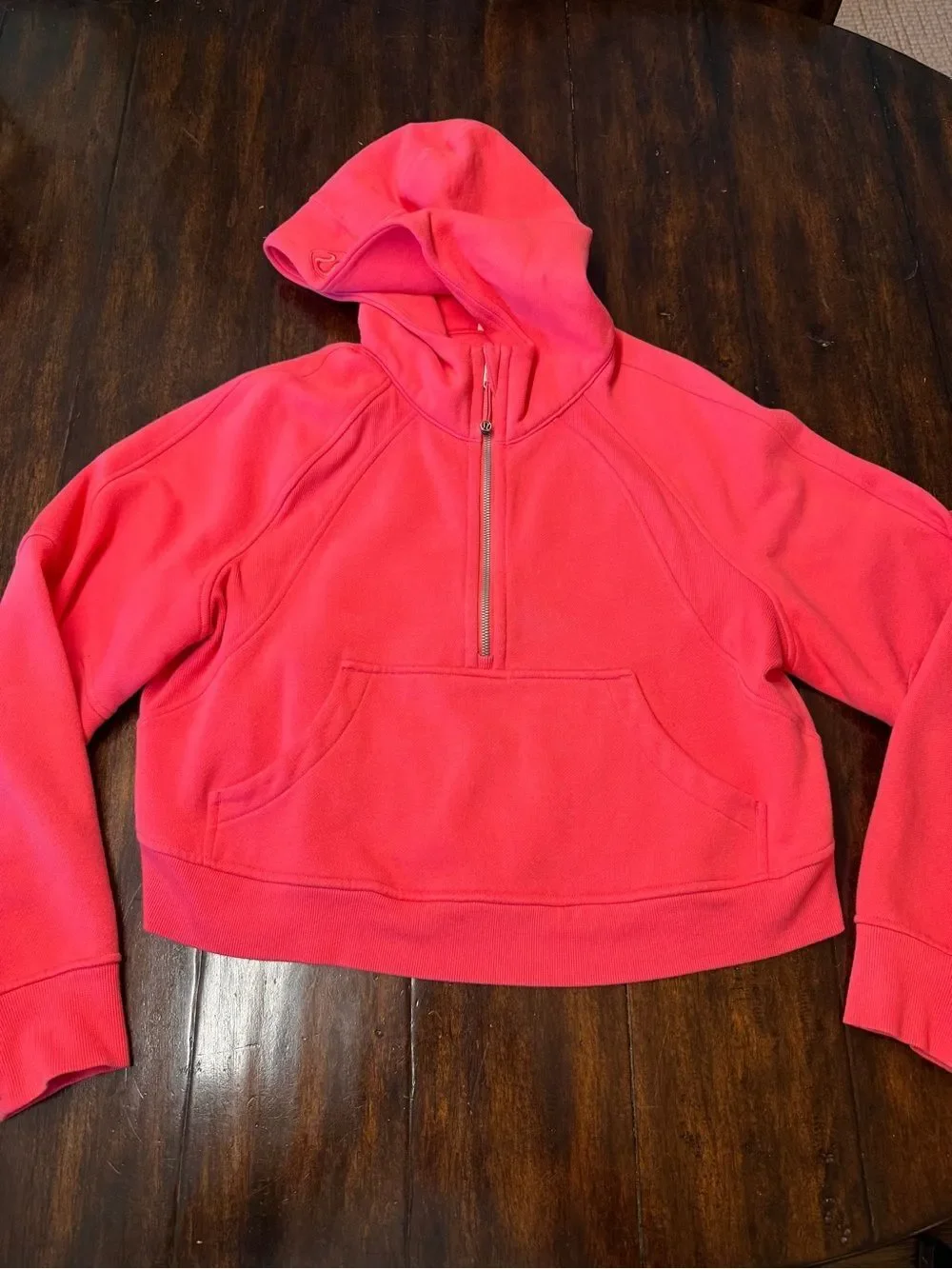 Scuba Cropped Pink Hooded Sweater - Women's Pullover M/L
